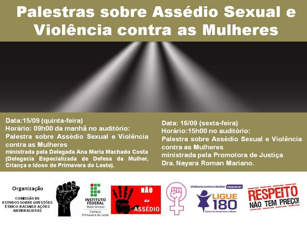 Ciclo de Palestras sobre Assédio Sexual e violência contra as mulheres - IFMT PDL